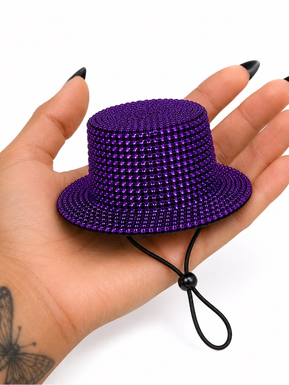 Purple Rhinestone Mini Top Hat Custom Halloween Costume New